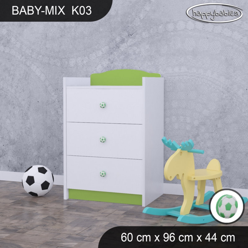 Baby Mix Kids 3 - Drawer Dresser, Green