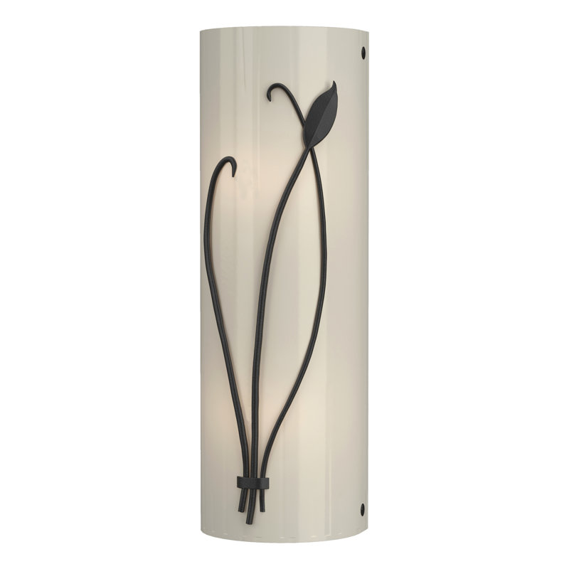 Leaf 2 - Light Flush Mounted Sconce, Black, Ivory Art Glass, Right