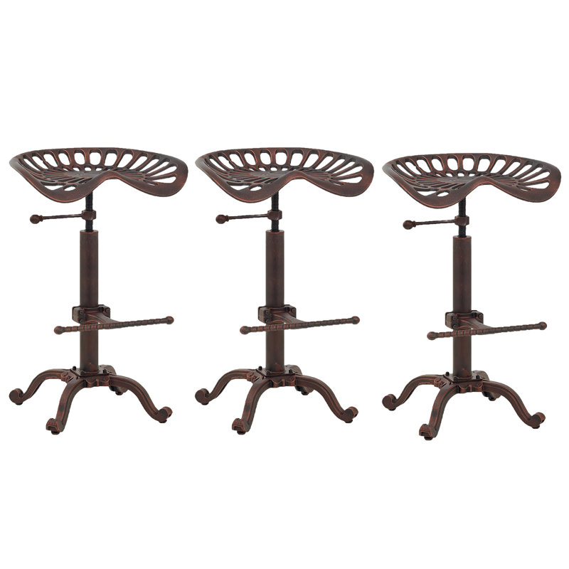 Set Of 2 Rustic Industrial Farmhouse Tractor Seat Adjustable Bar stool Industrial Bar Chair, 3, Copper