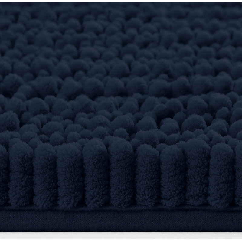 Tapis de bain en chenille bleu marine, Marine