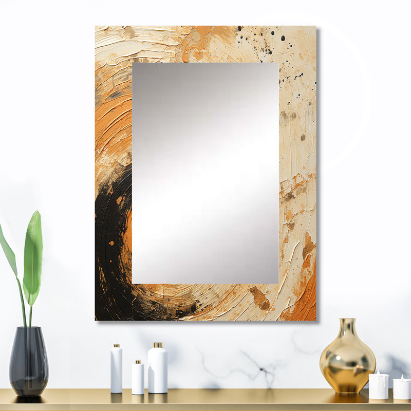 Radiant Revolve Modern orange Spiral - Abstract Spirals Decorative Mirror, Modern Wall Mirror, Printed Metal Art, 32" x 24"