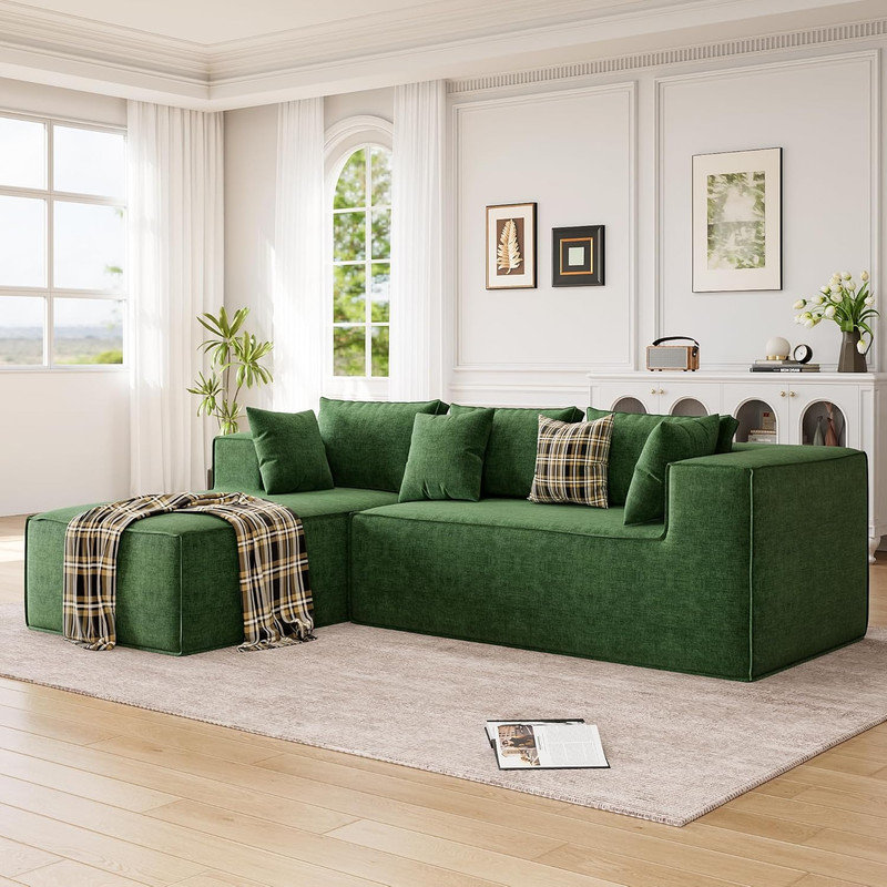 Canapé modulaire en L avec siège profond et canapé en nuage de chenille sans assemblage pour le salon et la chambre à coucher
