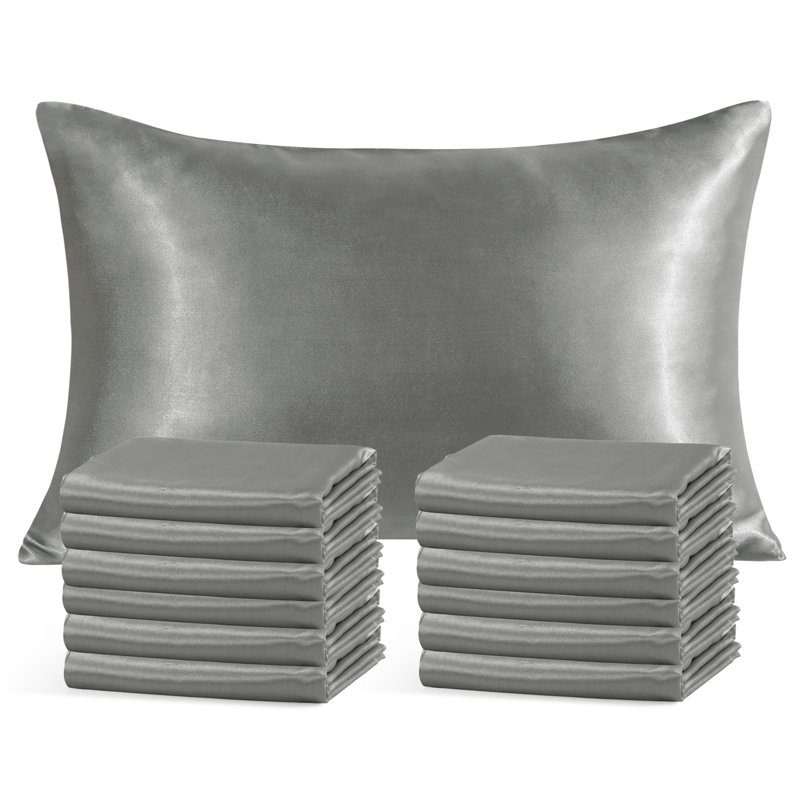 Taies d'oreiller en satin , Très grand, gris