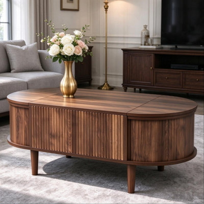 Yaelle Coffee Table with Lift-top and Large Storage, Solid Wood Legs