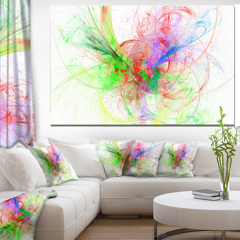 «Multi-Color on White Fractal Design», reproduction d'art graphique sur toile tendue, H 20 po x l 40 po x P 1po