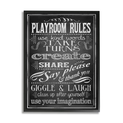 «Playroom Rules» en noir et blanc - impression d'art textuel sur papper