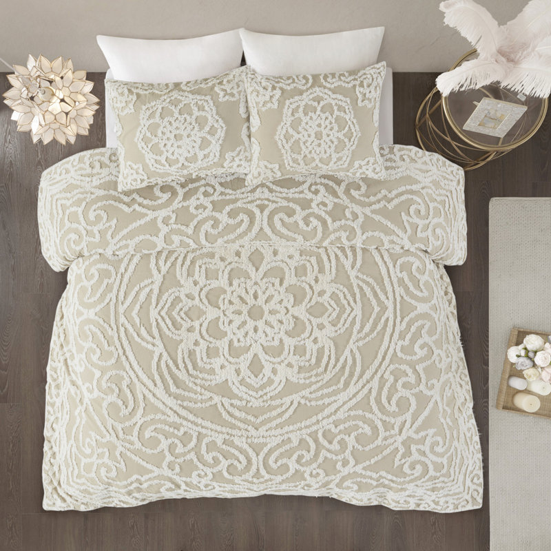 Housse de couette en coton très grand / très grand - taupe Attrait. 100% pour le confort. Détail du médaillon. 2 taies décoratives. . Taupe chaud lavable à la machine. Tissu Une bonne nuit de sommeil. Caractéristique. Assorti facile à nettoyer