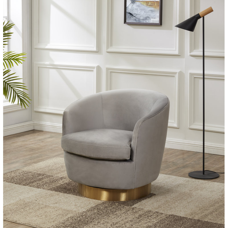 Fauteuil demi-tonneau pivotant en velours 31 po