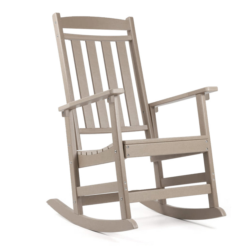  Chaise berçante d'extérieur en PEHD Abrahms, Brun