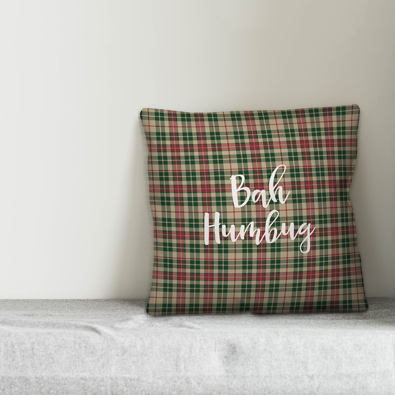  Bah Humbug en tissu écossais tartan, Housse de coussin