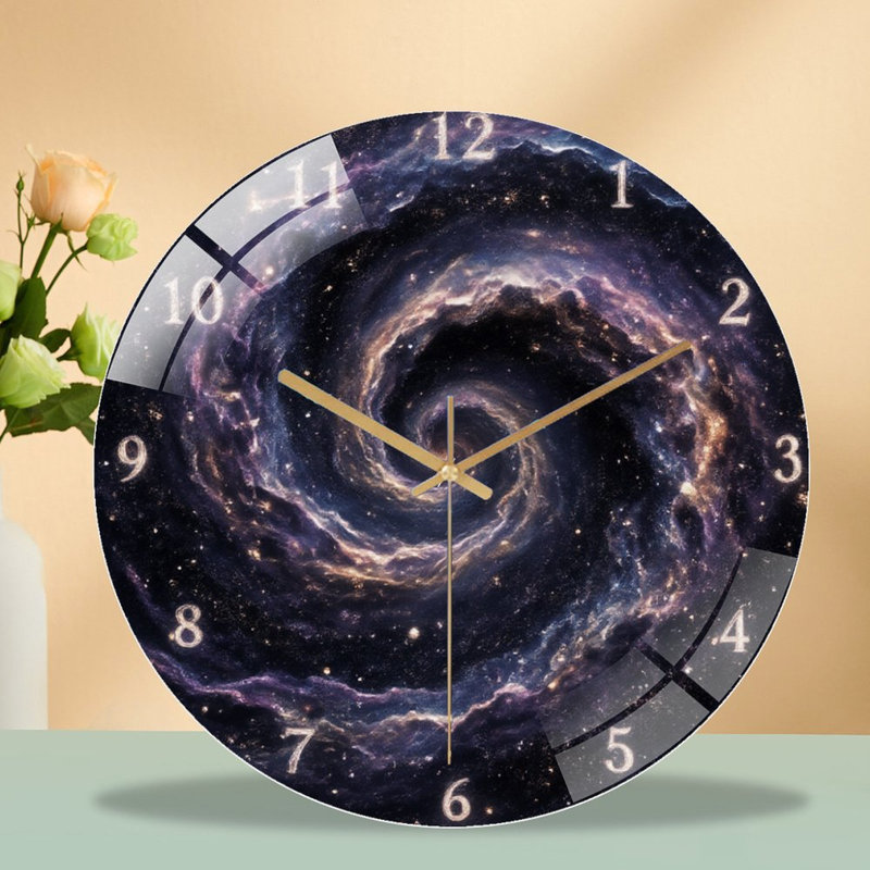 Horloge numérique sur spirale, chiffres 12 po, horloge murale moderne en verre