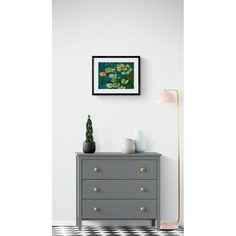Lotus Pond Serenity Series I Print by Ruth Hayes, Black Framed Canvas, 24" H x 32" W