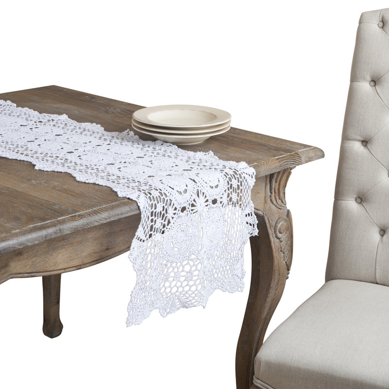 Cavaillon 100% Cotton Table Runner, 72" L x 16" W, White