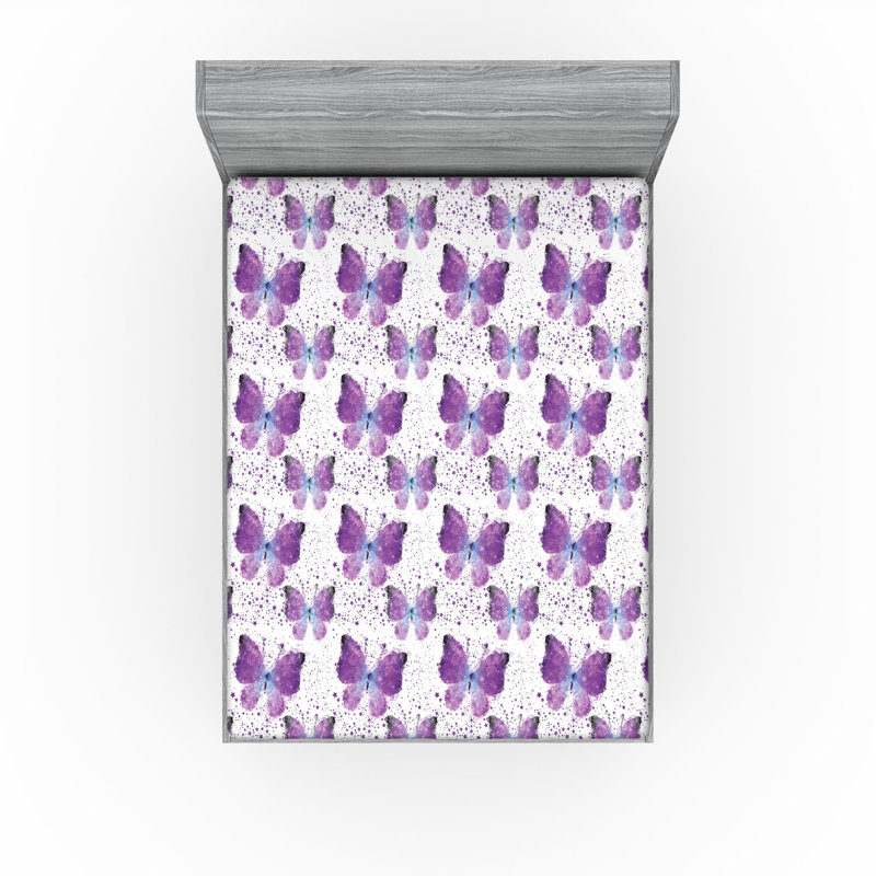 Ensemble de 2 draps-housse papillon Ambesonne, California King Fitted Sheet
