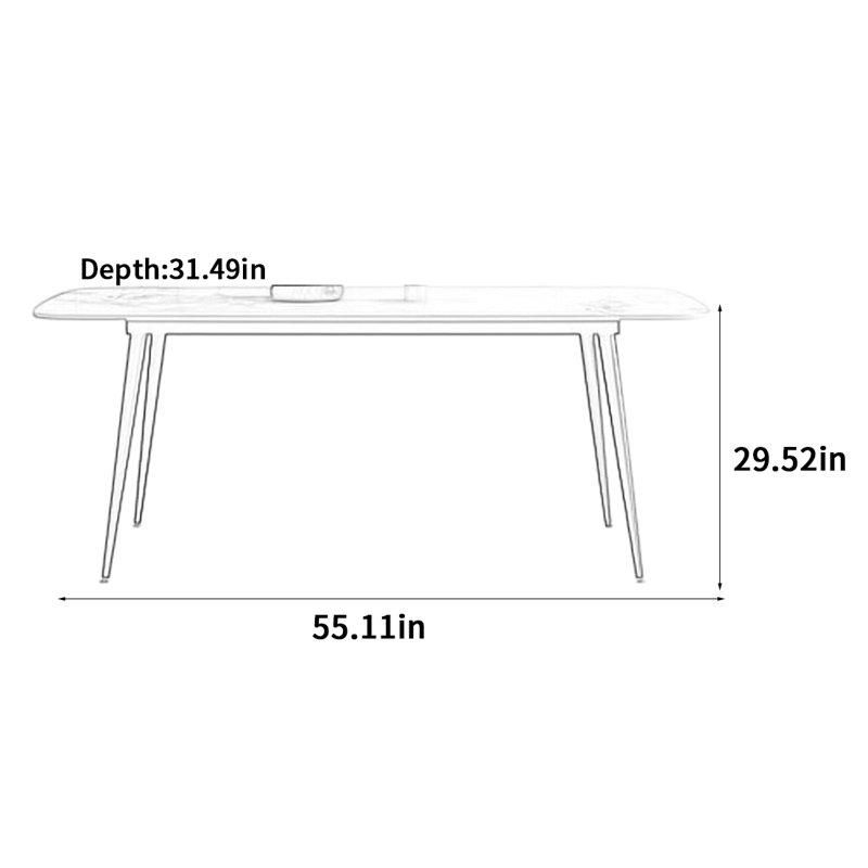 High-end Light Luxury Rock Slab Dining Table, 29.52"H x 55.11"L x 31.49"W