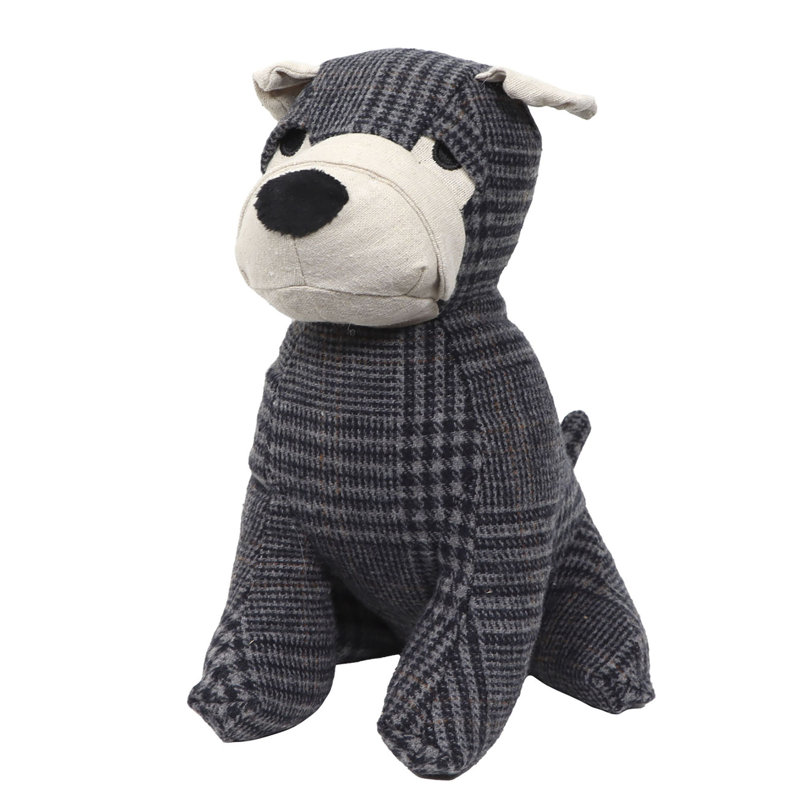 Decorative Dog Door Stop - 2.3 lb. Weighted Door Stopper, Stripes Gray