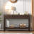 Modern Console Table With Striped Design, 2 Drawers And 2-tier Design-1410201998