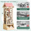 Tour de rangement 2 en 1 en bois massif pour peluches, avec toit en forme de maison, organisateur de jouets peu encombrant avec base cubique robuste pour salle de jeux, chambre d'enfant ou chambre à coucher
