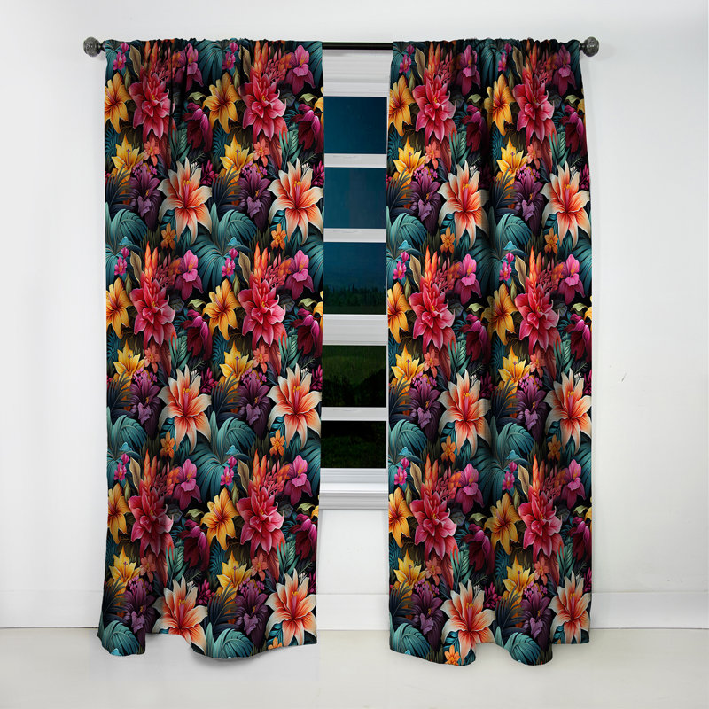 Jungle Splendor - motif tropical II - Rideau floral - Rideau floral obscurcissant - 1 panneau, L 52 po x L 84 po