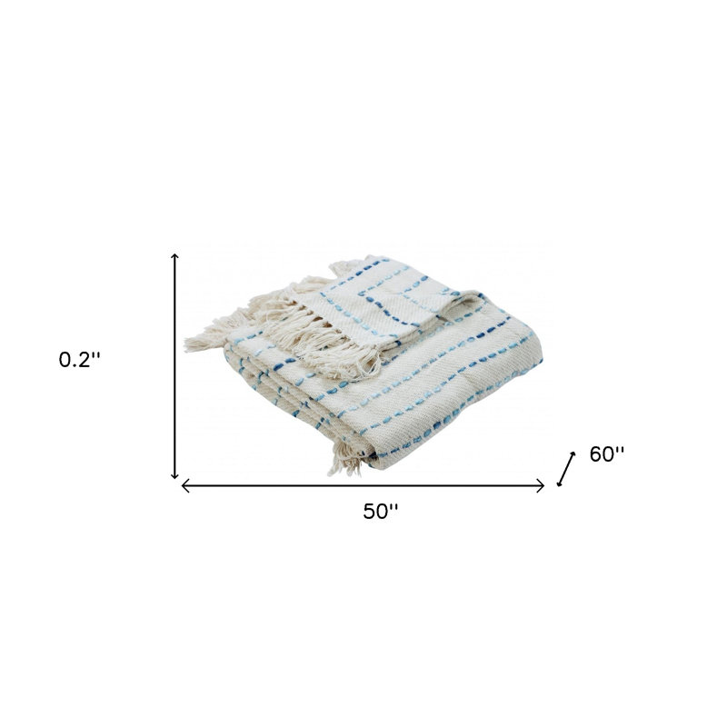 Jeté rayé en coton tissé