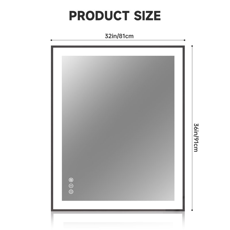 Wrought Studio™ LED Bathroom Mirror with Lights, Lighted Vanity Mirrors for Bathroom Anti-Fog, Dimmable, 3 Colors, Wall Mounted  with ETL & 5-Year Warranty