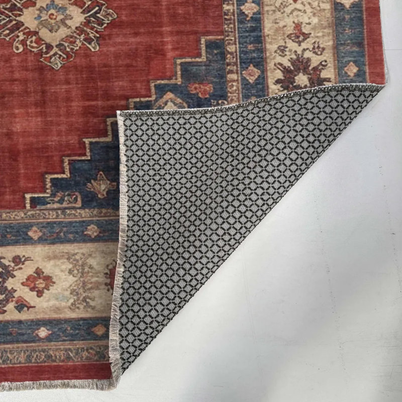 Tapis coulissant pour tapis en chenille rouge antidérapant lavable pour le salon de la cuisine, Runner 2'8" x 6'7"