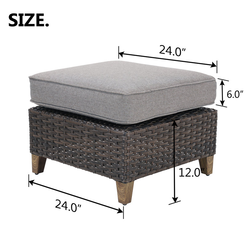 Repose-pieds d'extérieur avec coussin Umeh, Gris
