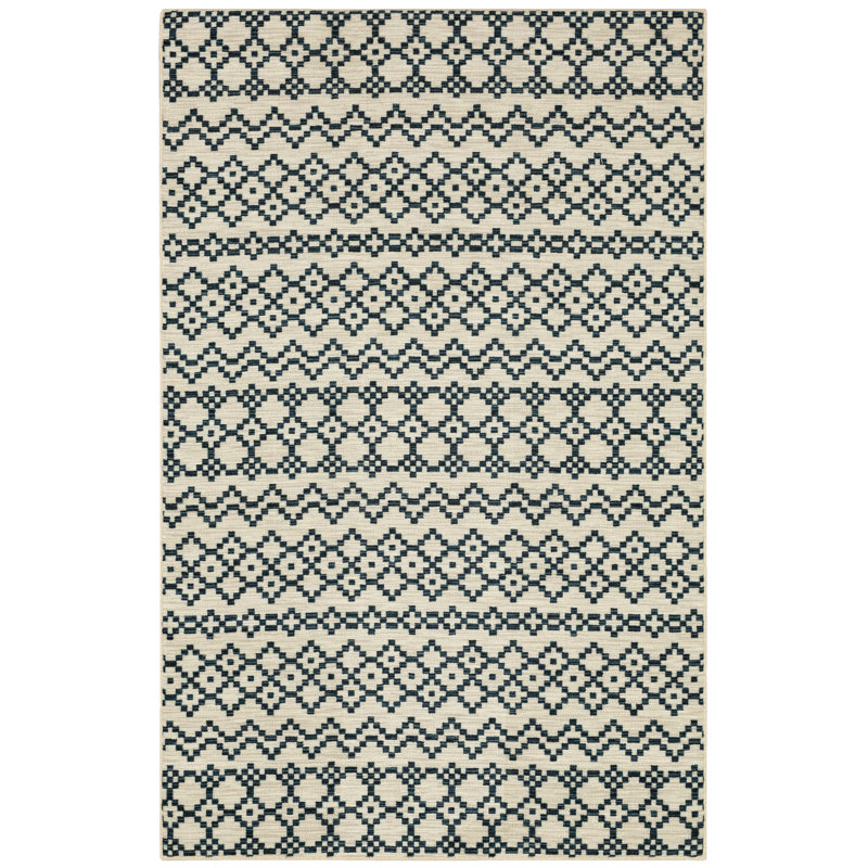 Mohawk Home Beloit Aztec Tufted Nylon Cream/Navy Area Rug, Rectangle 5' x 8'