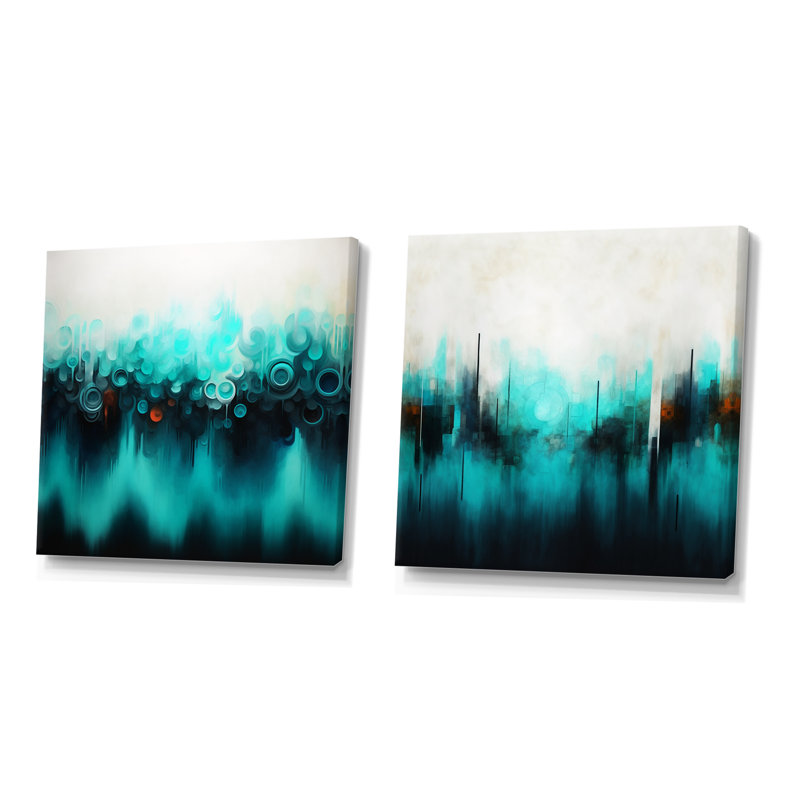 Corelle - Autre ensemble de 2 reproductions d'art sur toile abstraites, Toile tendue, H 16 po x l 33 po x P 1 po