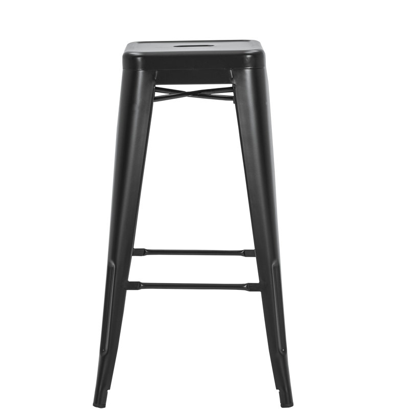 Wright Stackable Metal 30" Patio Bar Stool, Black
