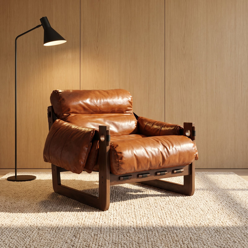27.4" Wide Oil-Wax Leather Pushback Recliner with Soft Padding
