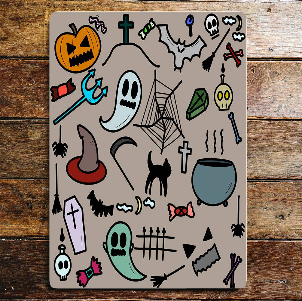 Wanddekoration Halloween Doodle Pattern