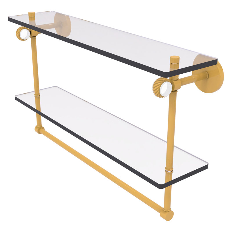Tablette flottante 2 pièces avec barre à serviettes Clearview, H 12,8 po x l 22 po x P 5,6 po, Or espagnol