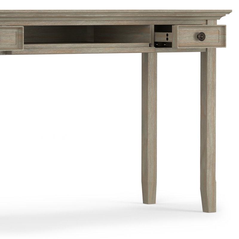 Amherst Distressed Grey Solid Wood Desk with Keyboard Tray