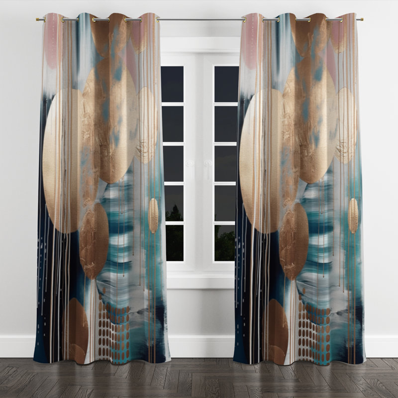 Chapple - Modern Blackout Grommet Curtain - 1 panel, 52" W x 84" L, Golden Grommets