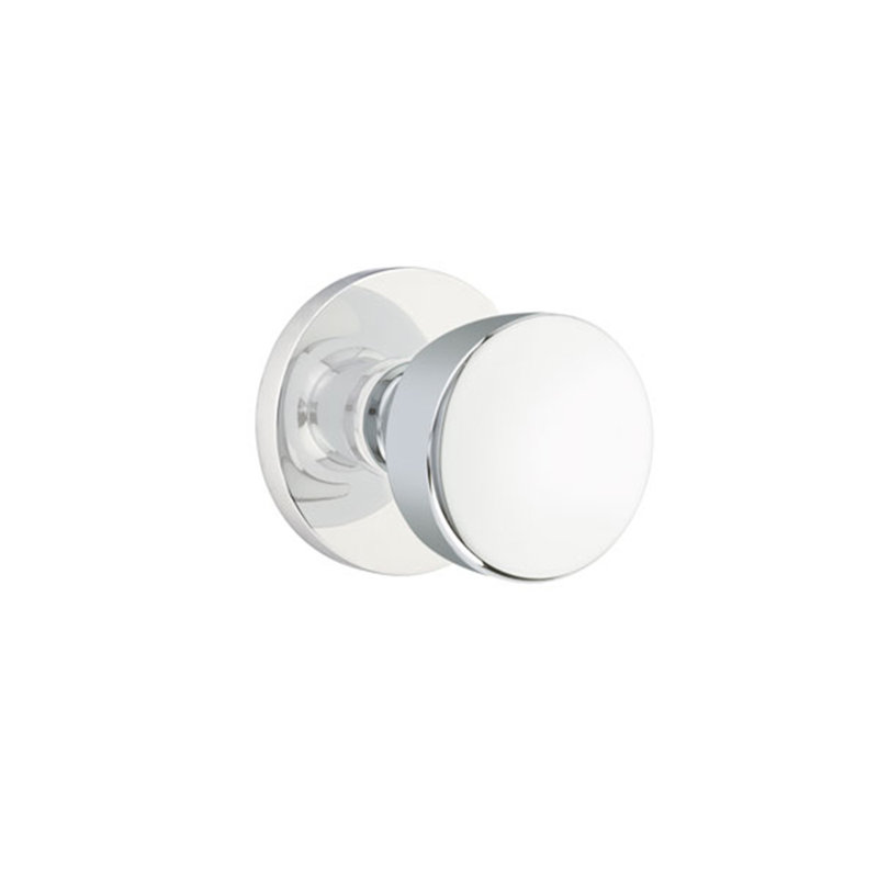 Ensemble de boutons d'intimité Emtek avec rosette à disque et bouton Laurent, Chrome poli