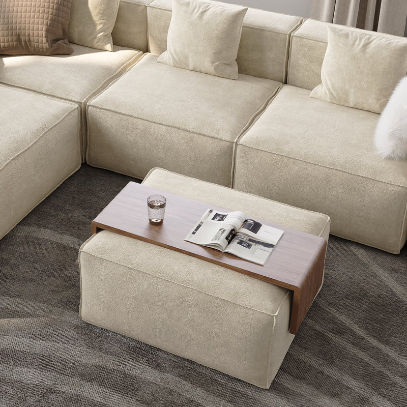Table modulaire, panneau de fibres à densité moyenne, placage de noyer
