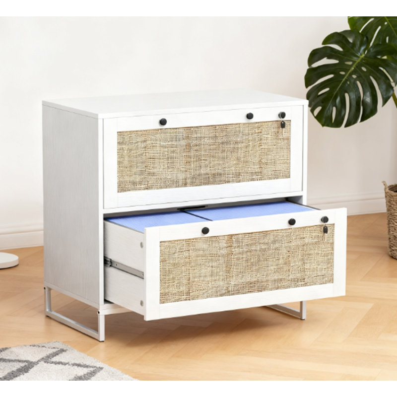 2 Drawer File Cabinet With Adjustable Hanging Bar, White