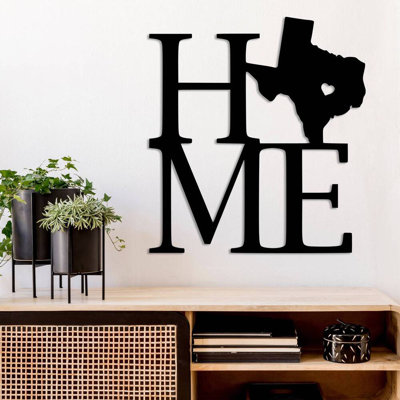 Texas Home Metal Wall Art - Texas State Pride Wall Art - Lone Star State Silhouette Home Design Sculpture - Rustic Southern Wall Hanging - Modern Industrial Metal Art - USA Travel Home Decor - Bold Statement Art Piece