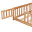 Lit simple au sol avec porte, cadre de lit plateforme en bois massif avec clôture, adapté aux enfants, bois massif, naturel-1166602807-1166602801