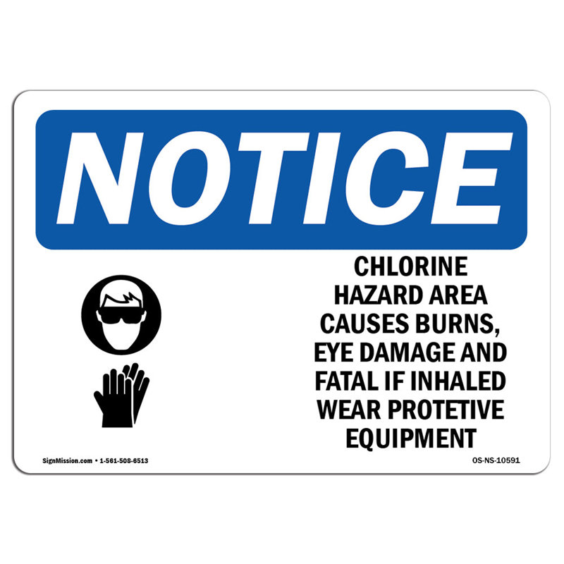 Chlorine Hazard Area Causes Sign