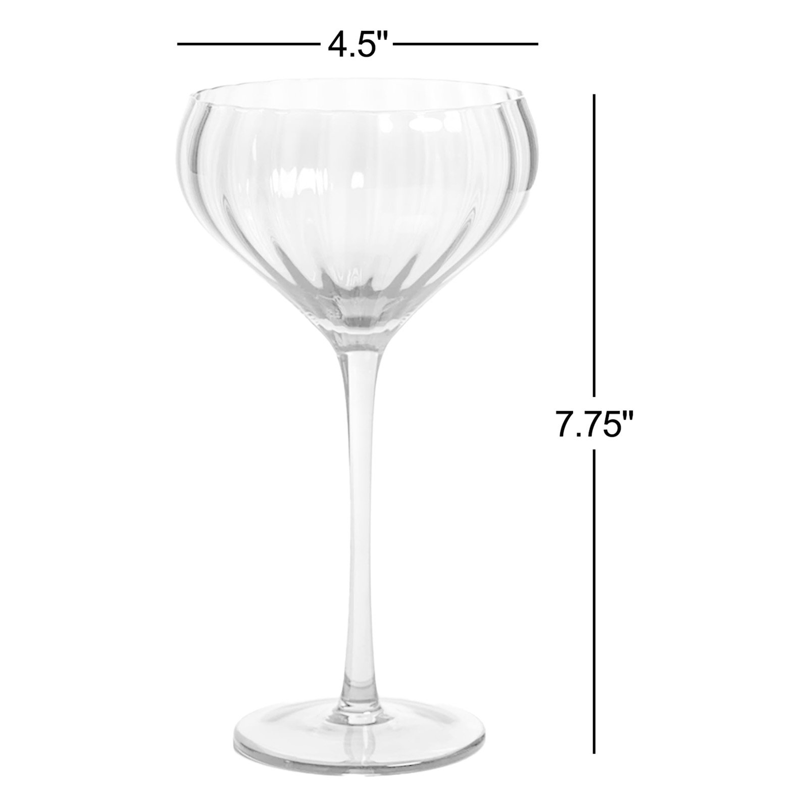 Boulder Ribbed Coupe Glass, Pink