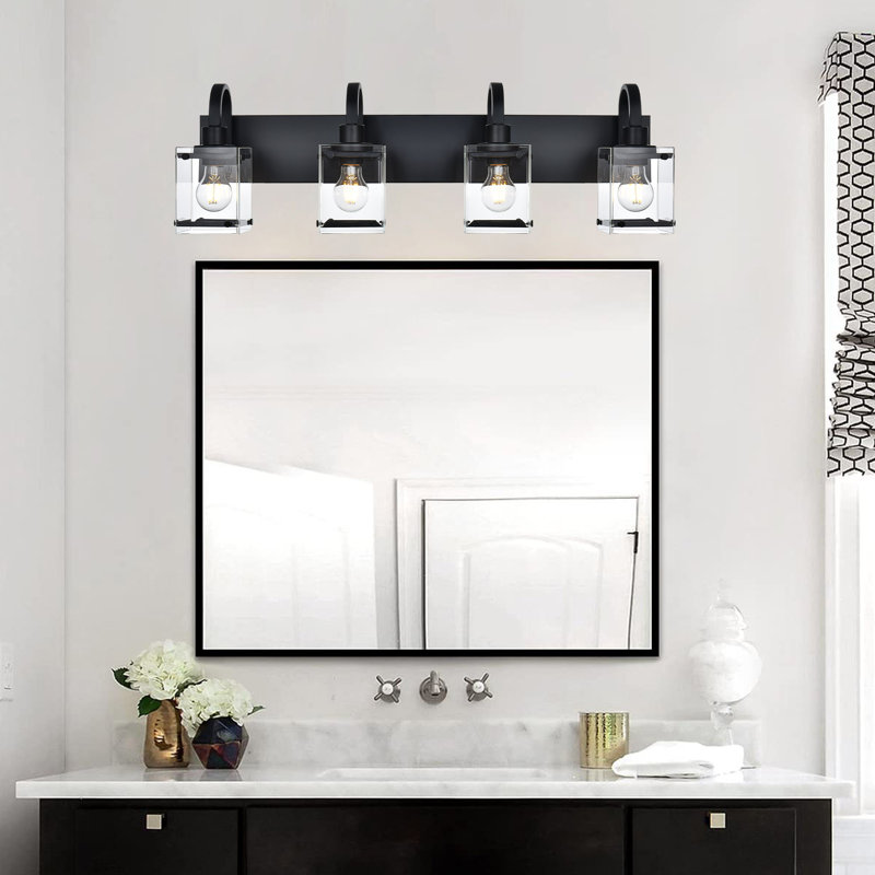 Éclairage pour meuble-lavabo Hamilly, 4, Noir, 9,8 po x l 31,1 po x P 7,2 po