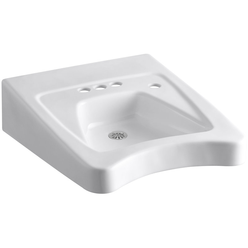 Morningside™ Ceramic 20" Wall Mount Bathroom Sink with Overflow, 4" Centers, White