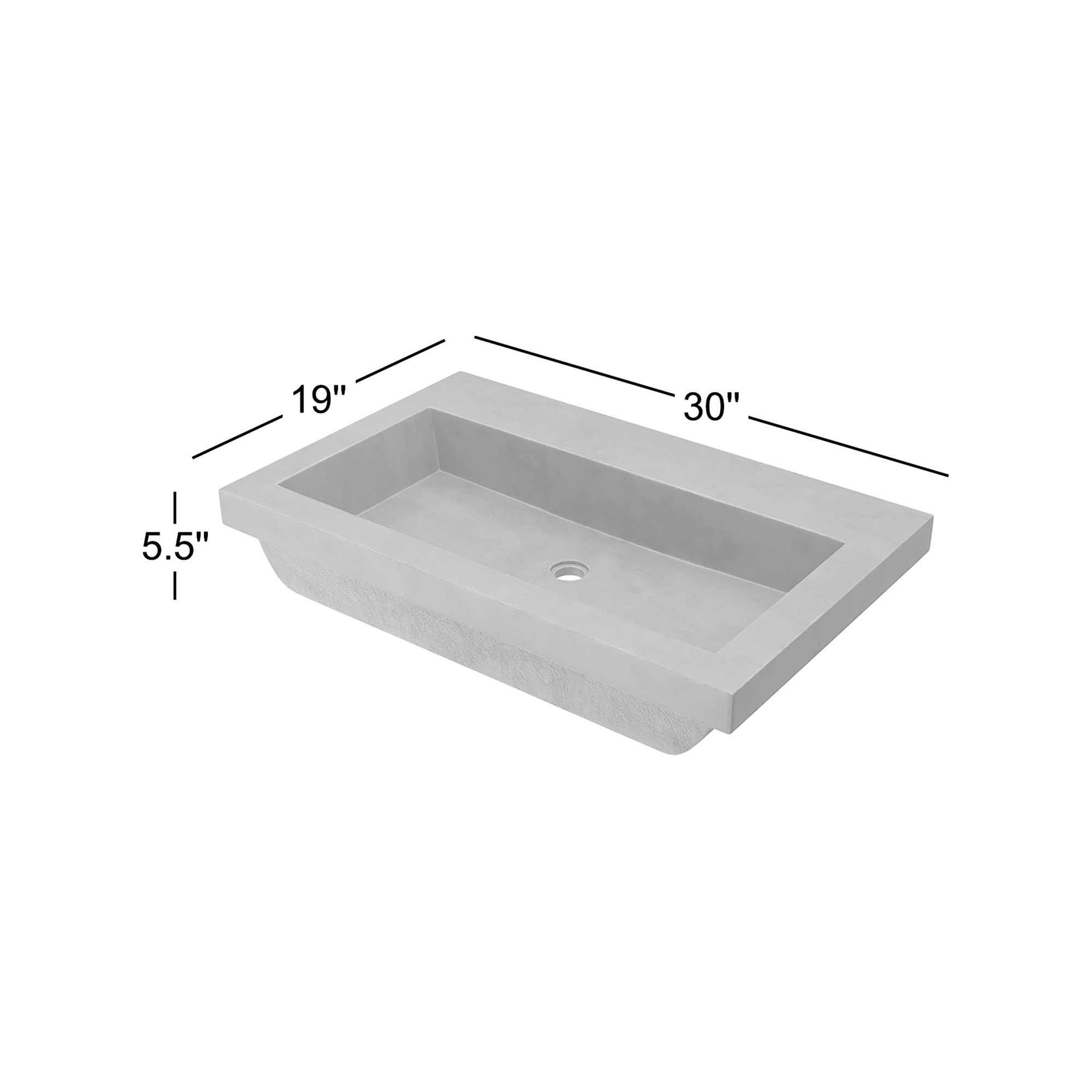 Trough Handmade Rectangular Drop-In Bathroom Sink, Sand, Single Faucet Hole