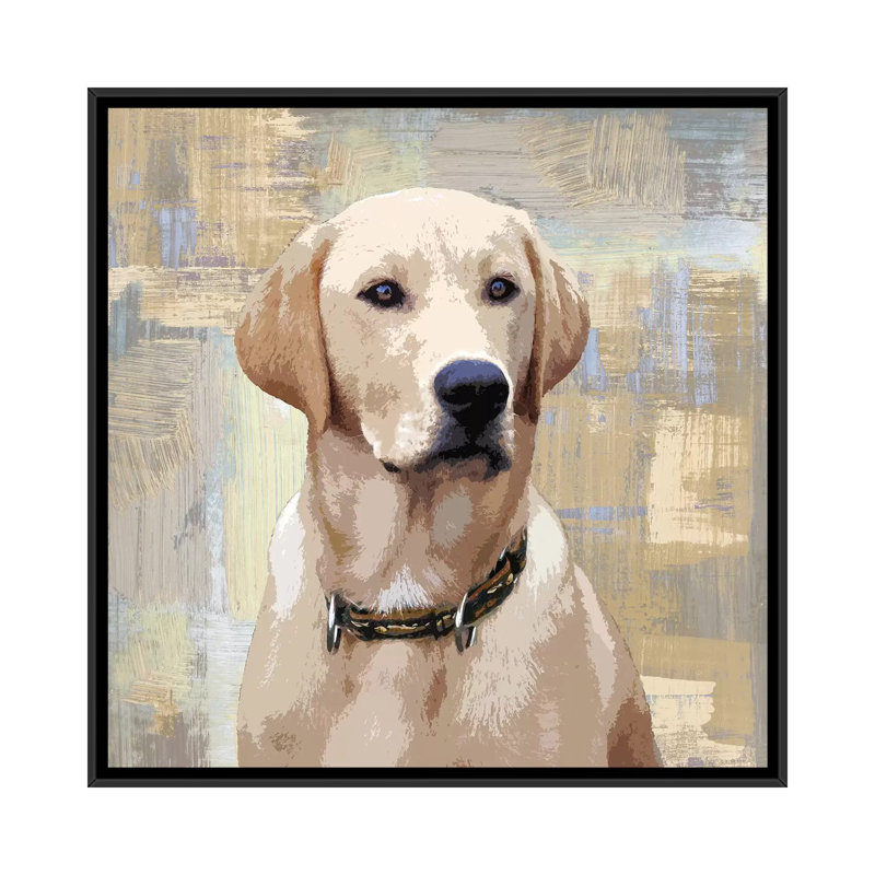 «Labrador Retriever», impression sur toile, H 26 po x l 26 po x P 1,5 po, Toile avec cadre noir, Pas de tapis
