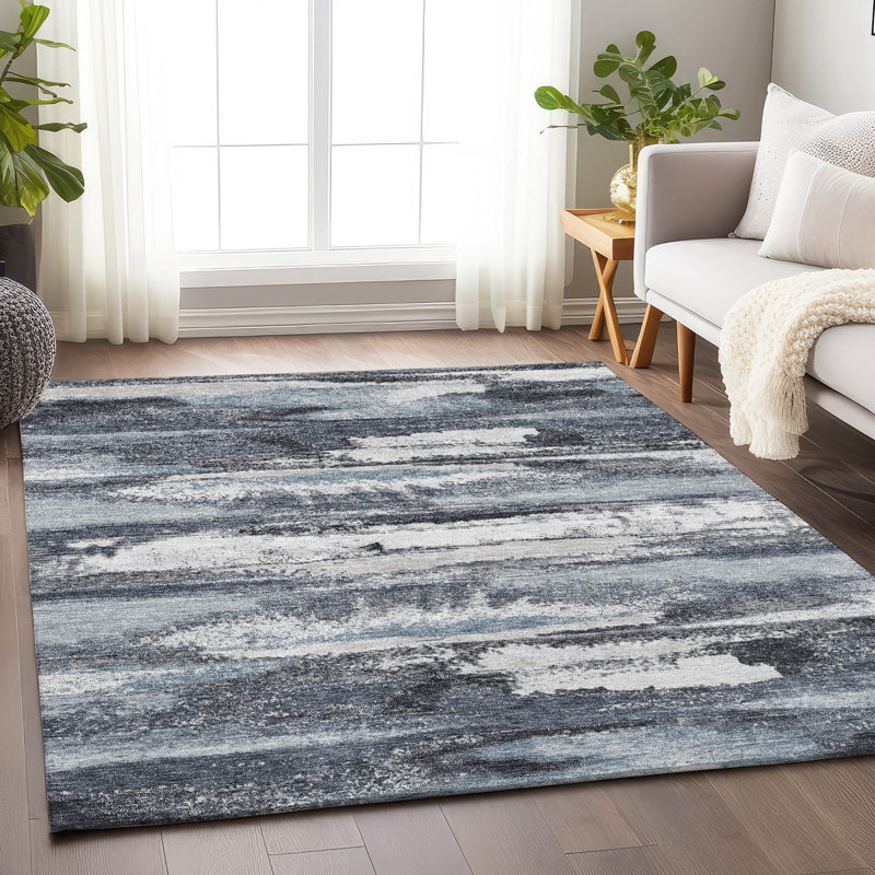 Premium Machine Washable Prisco Gray Rug, Rectangle 3' x 5'