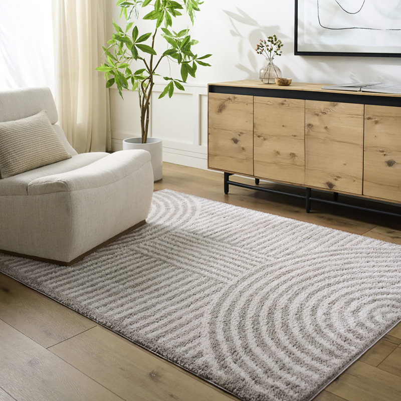 PRUNELLE Machine Washable Shaggy Boho Medium Grey Area Rug, Rectangle 120 x 170cm