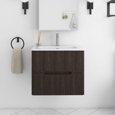 24'' Wall-Mounted Single Bathroom Vanity With Integrated Ceramic Top