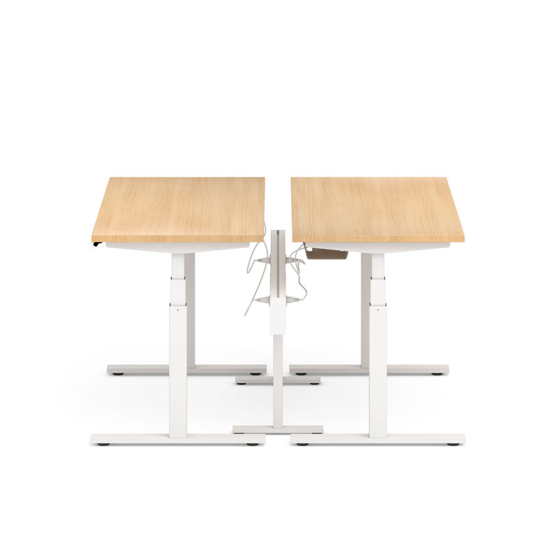 Bureau pour 2 perches Series L Series, H 50,5 po x l 58 po x P 57 po, Blanc / Natoak